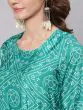 Green & White Bandhani Printed Flared Anarkali