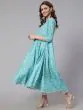 Turquoise Blue & White Bandhani Printed Flared Anarkali