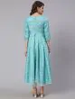 Turquoise Blue & White Bandhani Printed Flared Anarkali