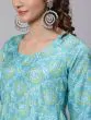 Turquoise Blue & White Bandhani Printed Flared Anarkali