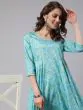 Turquoise Blue & White Bandhani Printed Flared Anarkali