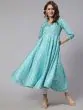 Turquoise Blue & White Bandhani Printed Flared Anarkali
