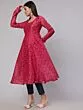 Magenta & Blue Printed Flared Anarkali