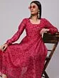 Magenta & Blue Printed Flared Anarkali