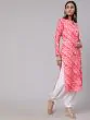 Pink & White Printed Button Down Straight Kurta