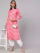 Pink & White Printed Button Down Straight Kurta