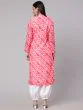 Pink & White Printed Button Down Straight Kurta