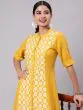 Yellow & White Embroidered Button Down A-Line Kurta