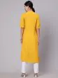 Yellow & White Embroidered Button Down A-Line Kurta