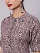 Grey & Black Floral Printed Button Down Kurta