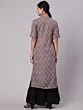 Grey & Black Floral Printed Button Down Kurta