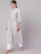 Grey & White Khari Printed Gathered Kurta