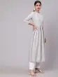 Grey & White Khari Printed Gathered Kurta