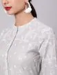 Grey & White Khari Printed Gathered Kurta