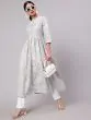 Grey & White Khari Printed Gathered Kurta