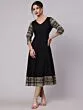 Black Solid Anarkali With Printed Sleeve & Border Detail