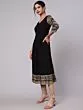 Black Solid Anarkali With Printed Sleeve & Border Detail