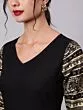Black Solid Anarkali With Printed Sleeve & Border Detail