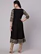 Black Solid Anarkali With Printed Sleeve & Border Detail