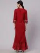 Maroon Solid Straight Kurta With Printed Border Details