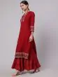 Maroon Solid Straight Kurta With Printed Border Details