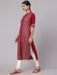 Maroon & Sliver Printed Button Down Straight Kurta