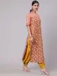 Light Brown & Green Printed Straight Kurta