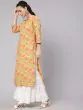 Yellow Floral Printed Straight Kurta