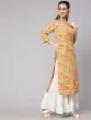 Yellow Floral Printed Straight Kurta