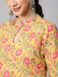 Yellow Floral Printed Straight Kurta
