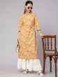Yellow Floral Printed Straight Kurta