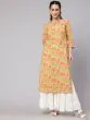 Yellow Floral Printed Straight Kurta