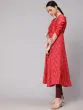 Red & Mustard Chanderi Digital Printed Anarkali