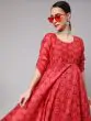 Red & Mustard Chanderi Digital Printed Anarkali