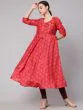 Red & Mustard Chanderi Digital Printed Anarkali