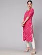 Pink & Gold Printed Button Down Kurta