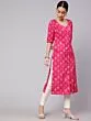 Pink & Gold Printed Button Down Kurta