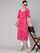 Pink & Gold Printed Button Down Kurta