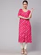 Pink & Gold Printed Button Down Kurta