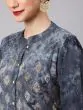 Grey Rayon Printed Button Down Straight Kurta