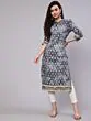 Grey & Gold Rayon Printed Straight Kurta