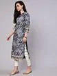Grey & Gold Rayon Printed Straight Kurta