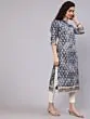 Grey & Gold Rayon Printed Straight Kurta