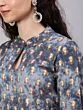 Grey & Gold Rayon Printed Straight Kurta