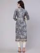 Grey & Gold Rayon Printed Straight Kurta