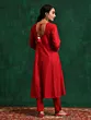 Women Festive Red Embroidered Anarkali Kurta