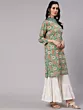 Women Green Floral Print One Shoulder Kurta