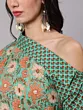 Women Green Floral Print One Shoulder Kurta