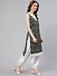 Green Kantha Work Kurta With Lace Details