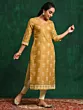 Women Mustard Printed Kurta With Lace Details